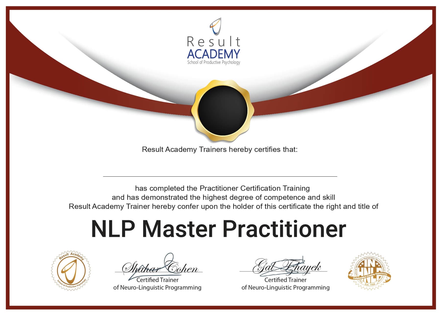 תעודת NLP Master Practitioner של מכללת תוצאות